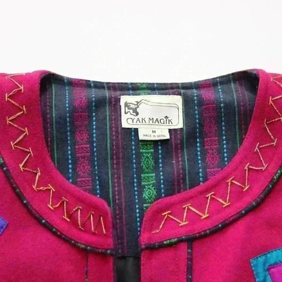 Vintage Yak Magik Women's Medium Wool Silk Artsy Boho Embroidered Beaded Jacket - Picture 5 of 12
